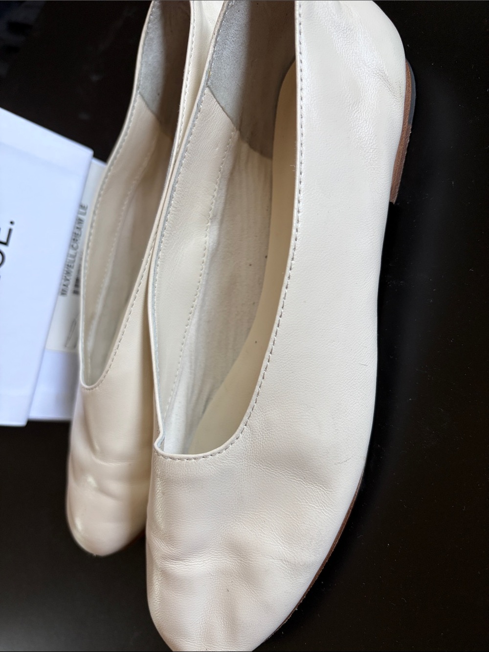 Vince Ivory Leather Ballet Flats - Simple Slip-On Loafers - Picture 3 of 4